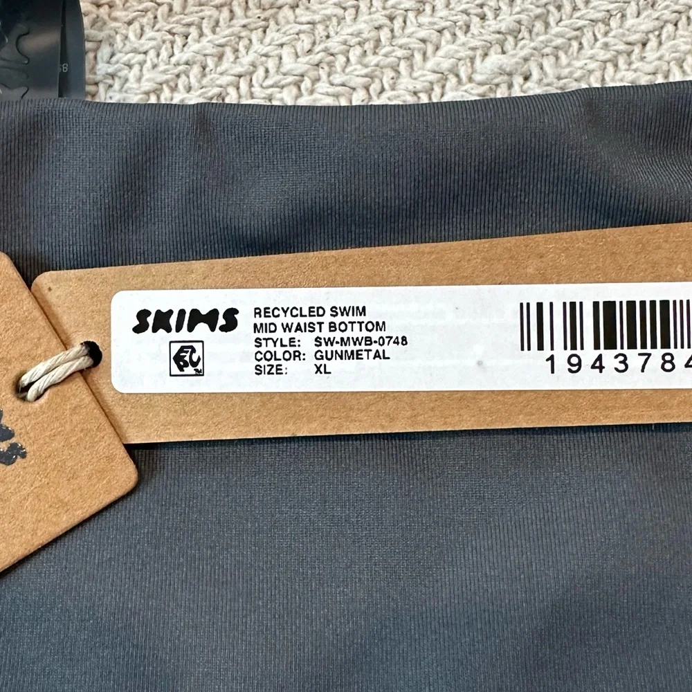 SKIMS Swim Bikini Bottom Size XL NWT Gunmetal Gray